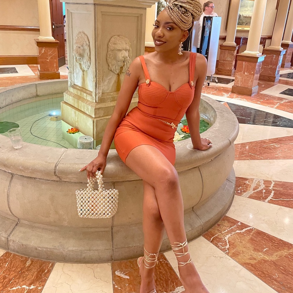 Small burnt orange AKIRA maxi dress